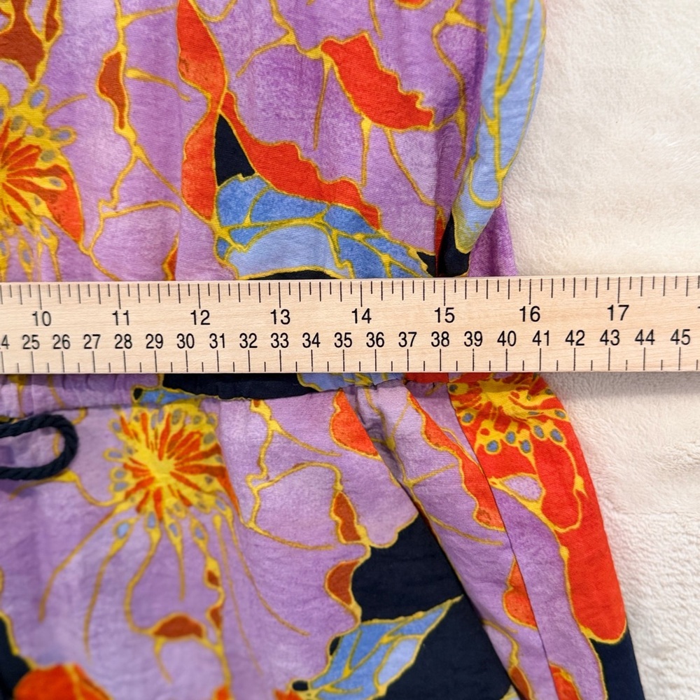 LOFT Petite Floral Romper MP Multicolor Tie Waist Adjustable Spaghetti Straps - Picture 4 of 10